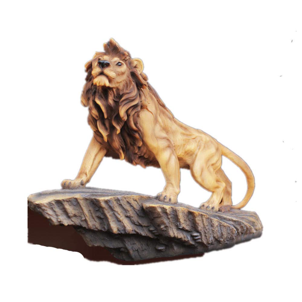 Y667-3 極上 高級彫刻 ライオン細工 置物 2体セット 総重量445g